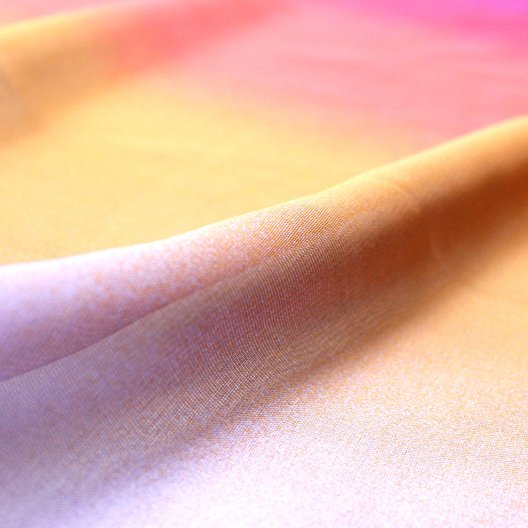 Italian ombre sheer viscose georgette - violet/apricot/rose .875 yds