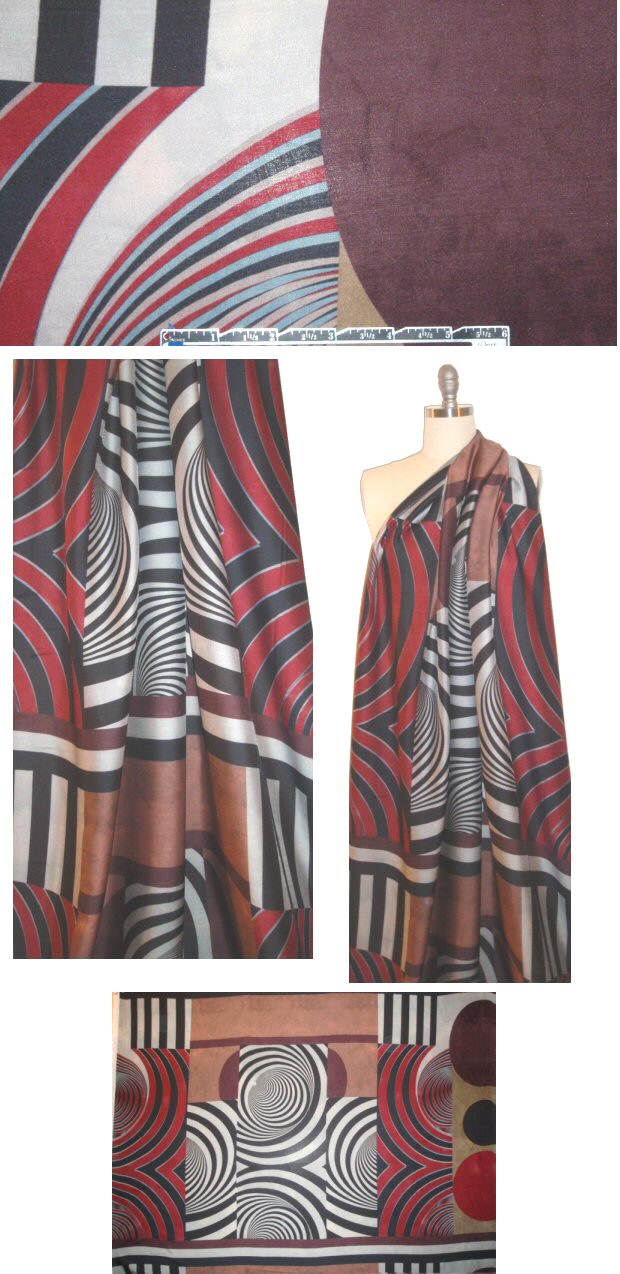 Italian graphic panel silk/viscose soft twill woven 1.5 yd