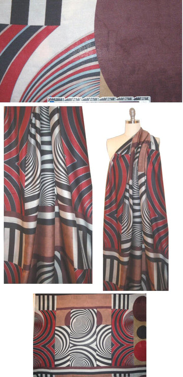 Italian graphic panel silk/viscose soft twill woven 1.75 yd