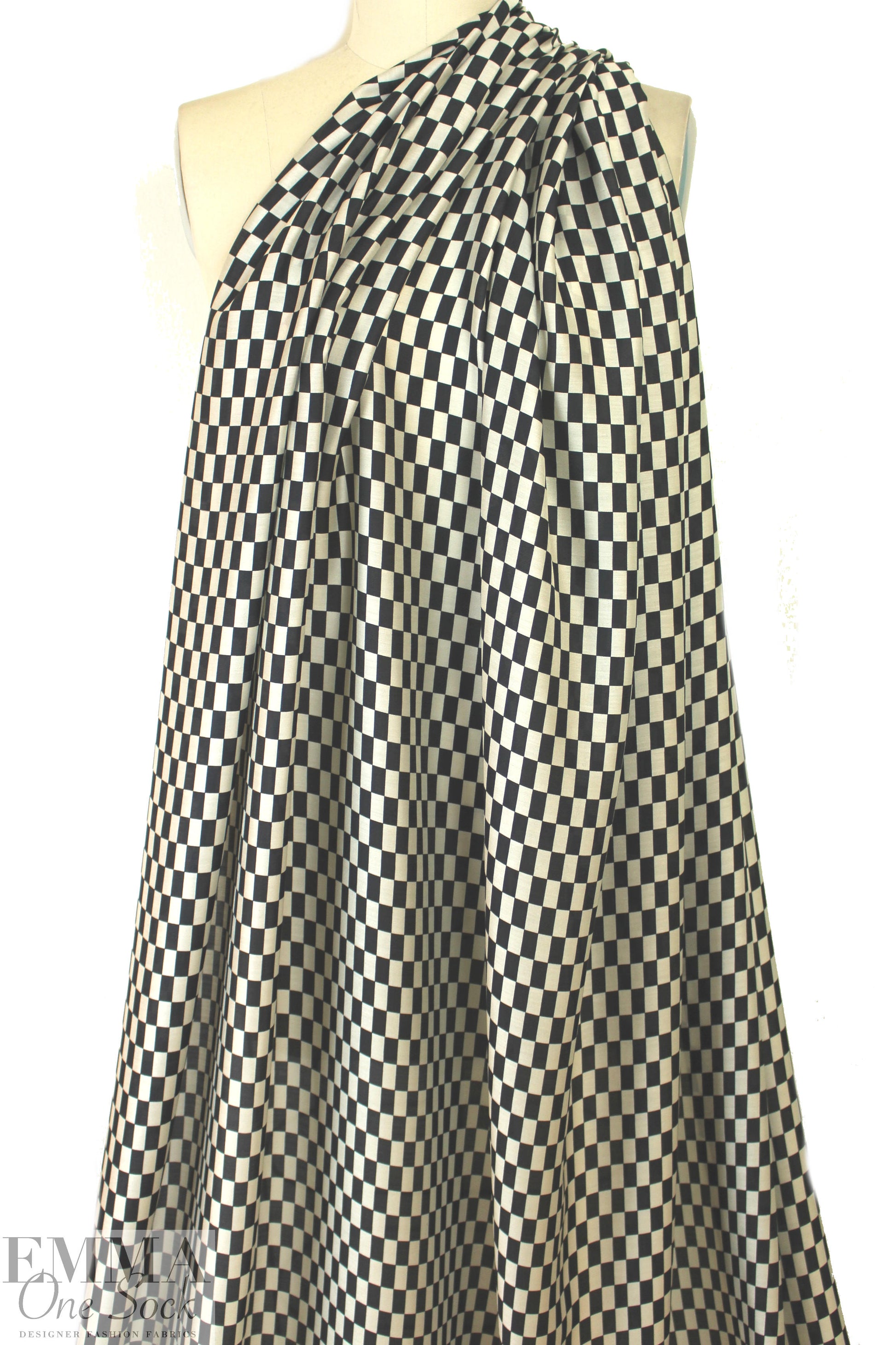 Italian viscose/silk semi-sheer woven - checkerboard