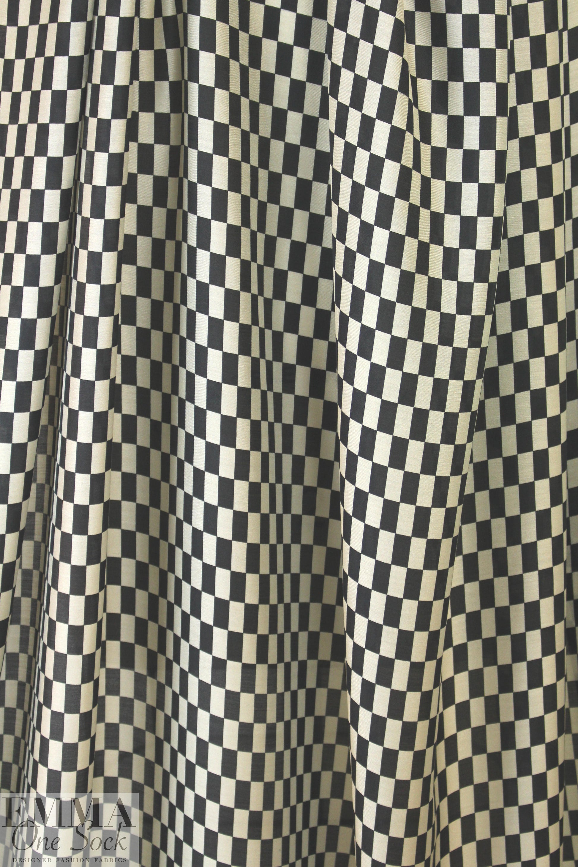 Italian viscose/silk semi-sheer woven - checkerboard 1.625 yd