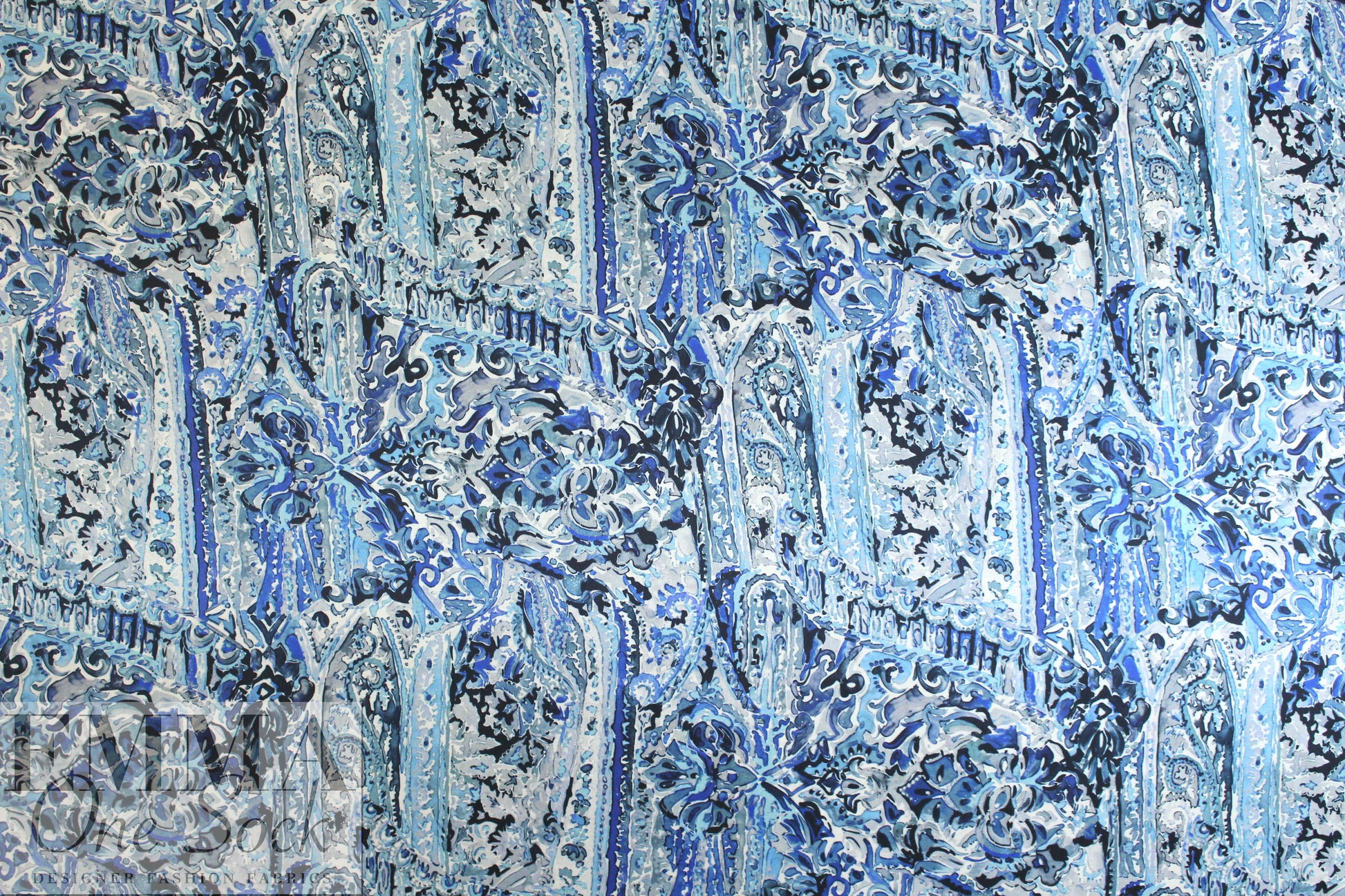 Italian watercolor paisley viscose/silk satin face