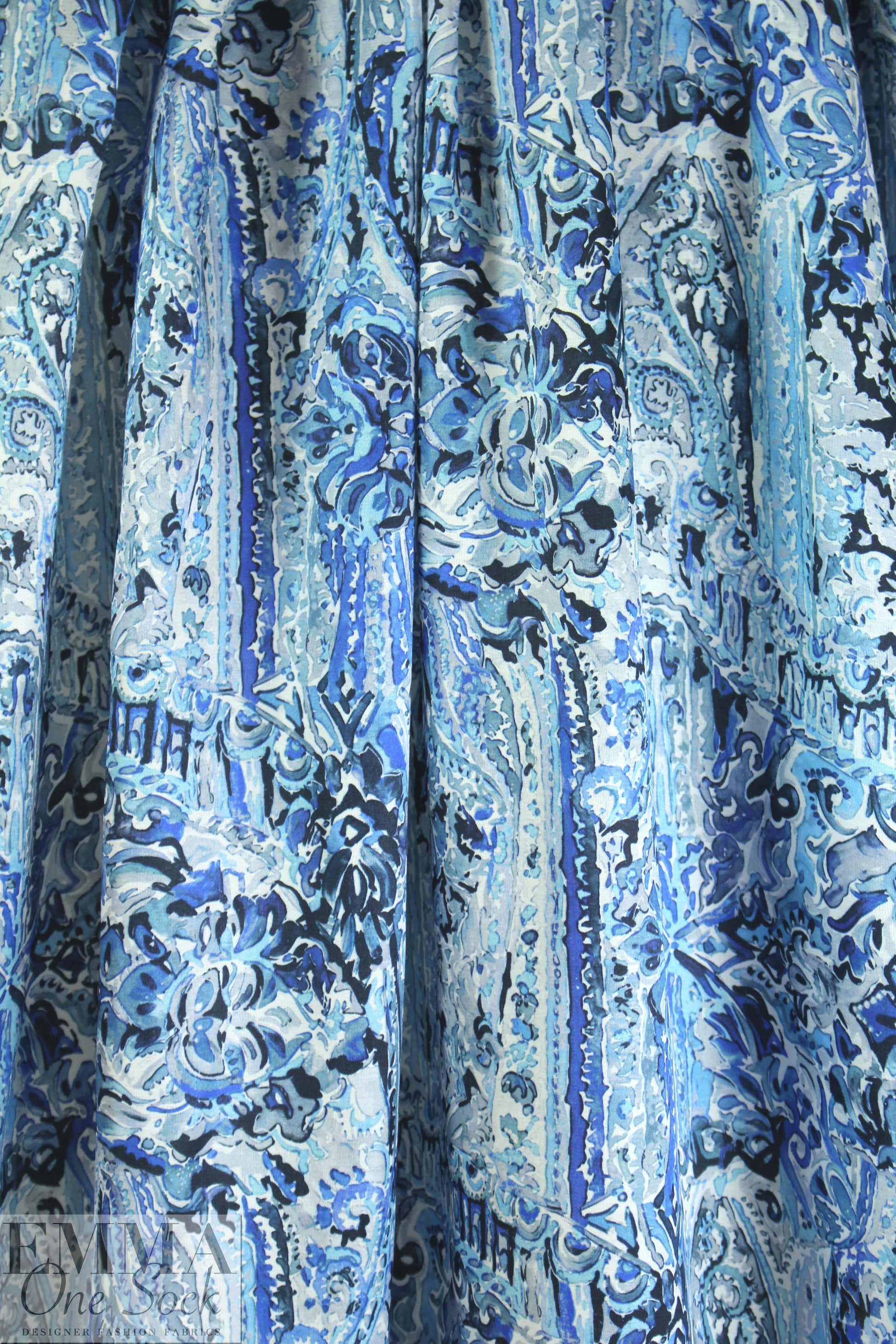 Italian watercolor paisley viscose/silk satin face