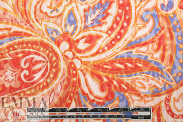 Italian fresh coral paisley viscose/silk satin face 1.625 yd