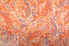 Italian fresh coral paisley viscose/silk satin face 1.625 yd