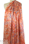 Italian fresh coral paisley viscose/silk satin face