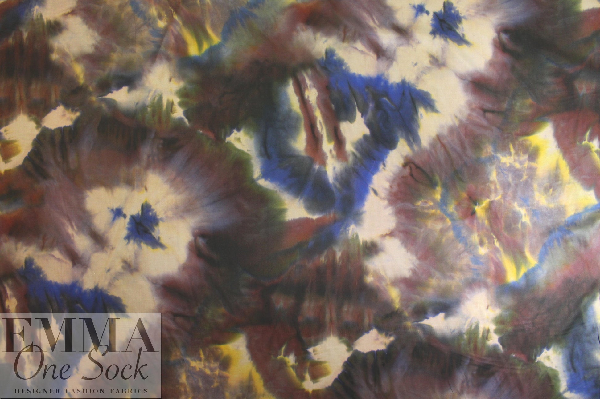 Italian tie dye abstract viscose/silk satin face woven 1.75 yds