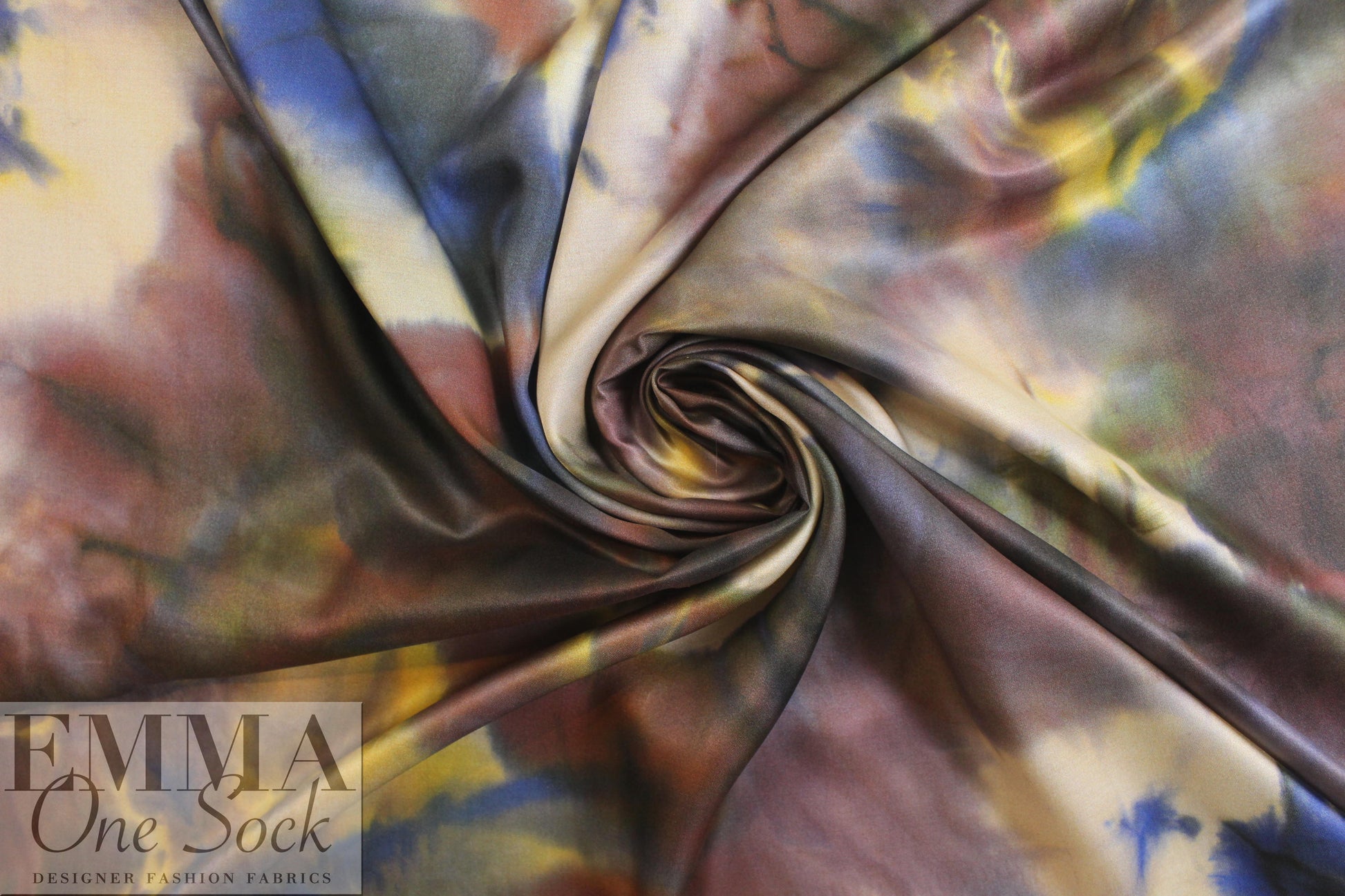 Italian tie dye abstract viscose/silk satin face woven