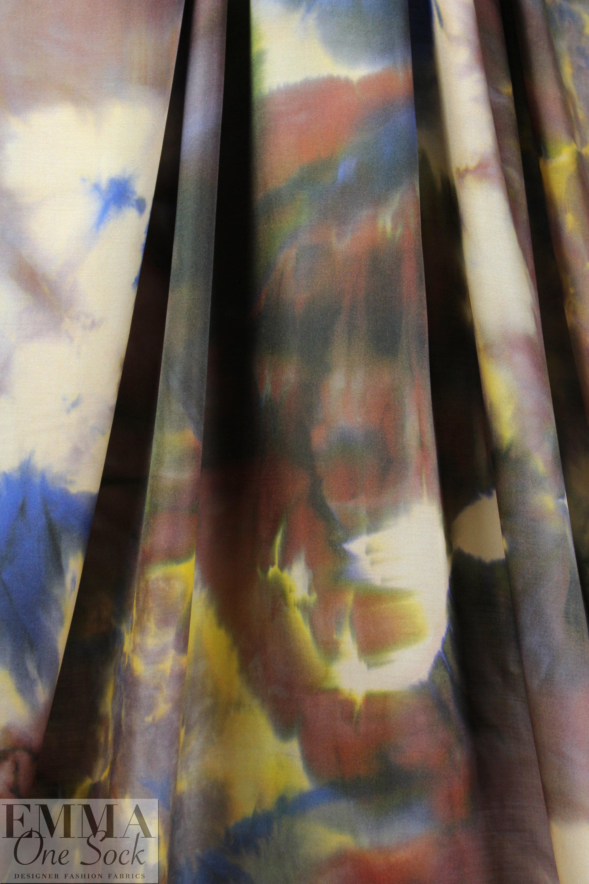 Italian tie dye abstract viscose/silk satin face woven