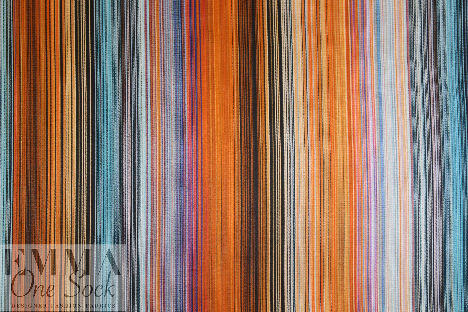 Italian vertical southwest stripe viscose/silk satin face 1.375 yd