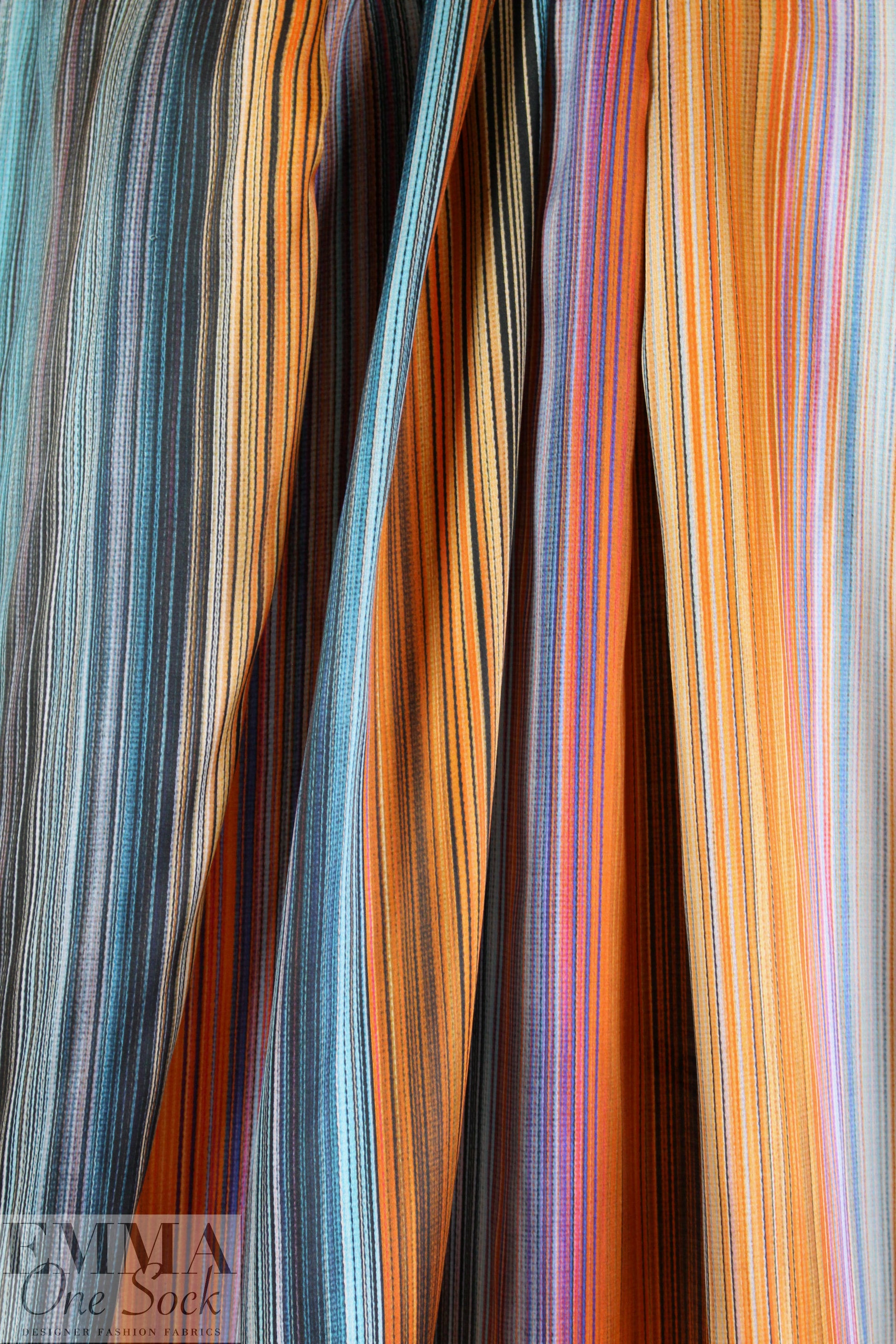 Italian vertical southwest stripe viscose/silk satin face