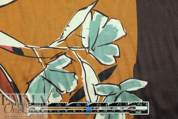 Italian coppertone/raisin border floral viscose/silk satin face