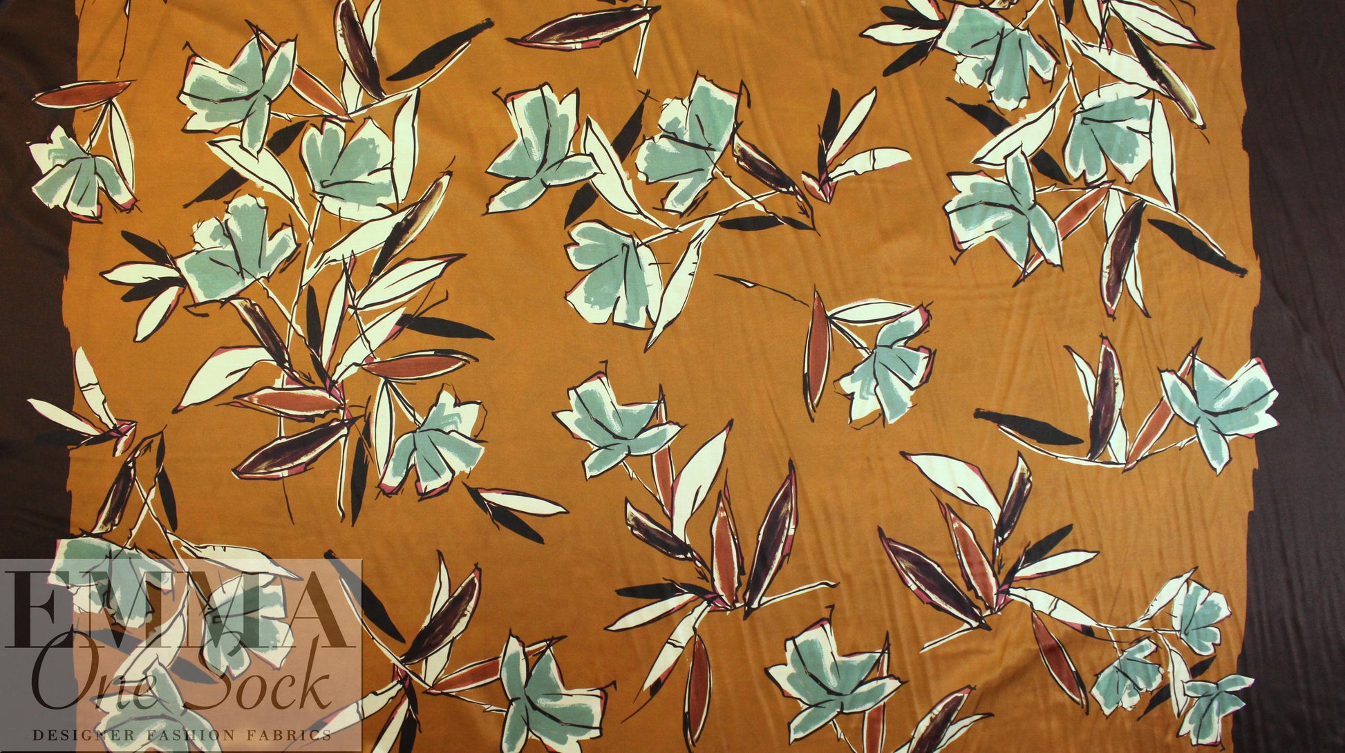Italian coppertone/raisin border floral viscose/silk satin face
