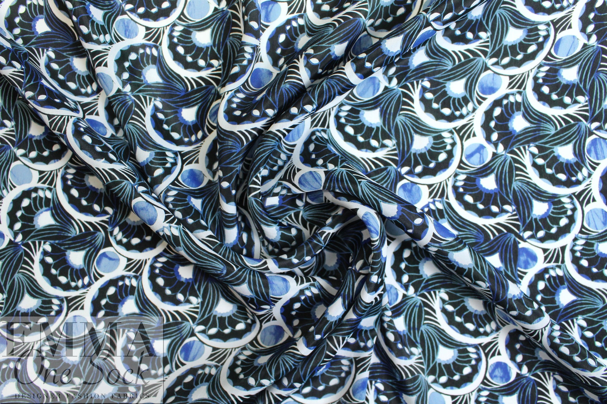 Italian art deco graphic viscose/silk blouseweight
