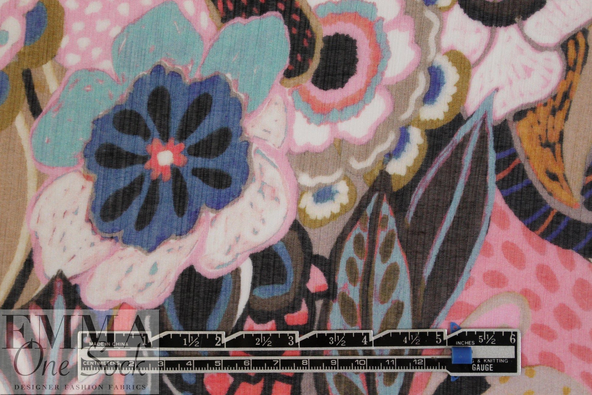 Italian stylized garden viscose/silk crepon