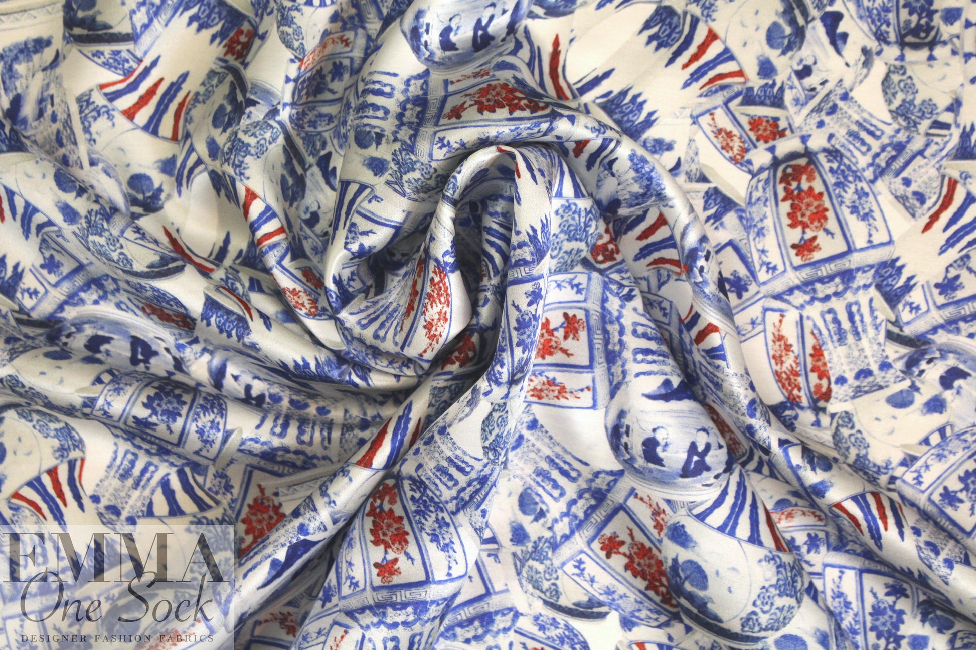 porcelain vase montage viscose/silk satin