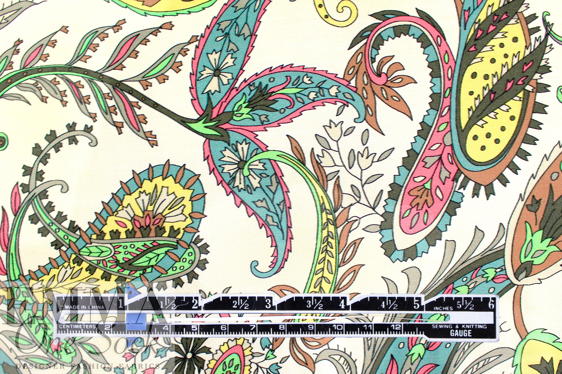 Italian designer viscose/silk 'paisley song' lightweight twill 2 yd