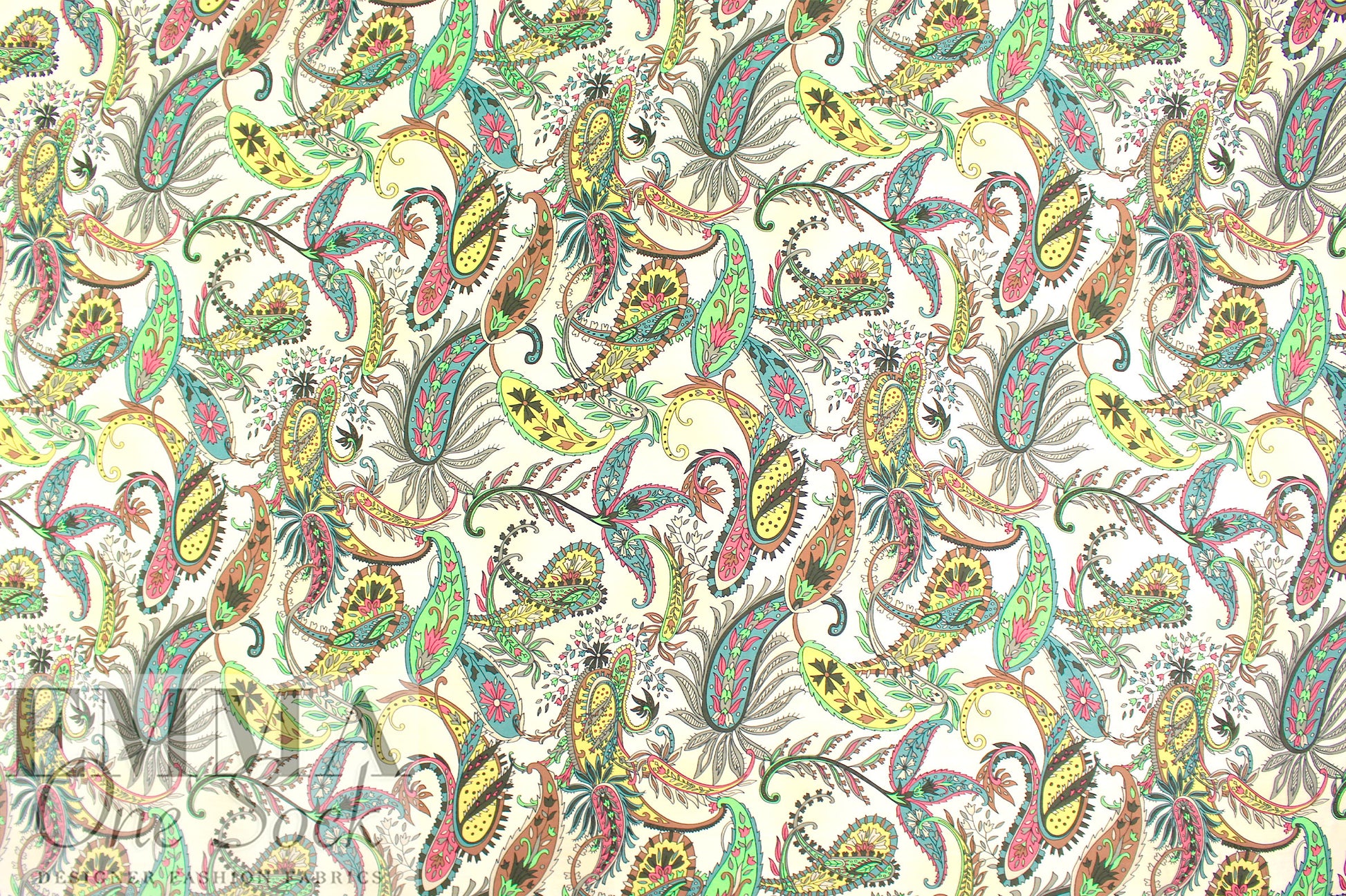 Italian designer viscose/silk 'paisley song' lightweight twill 2 yd