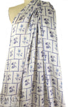 NY designer blue botanical display viscose satin