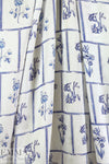 NY designer blue botanical display viscose satin 1.375 yd
