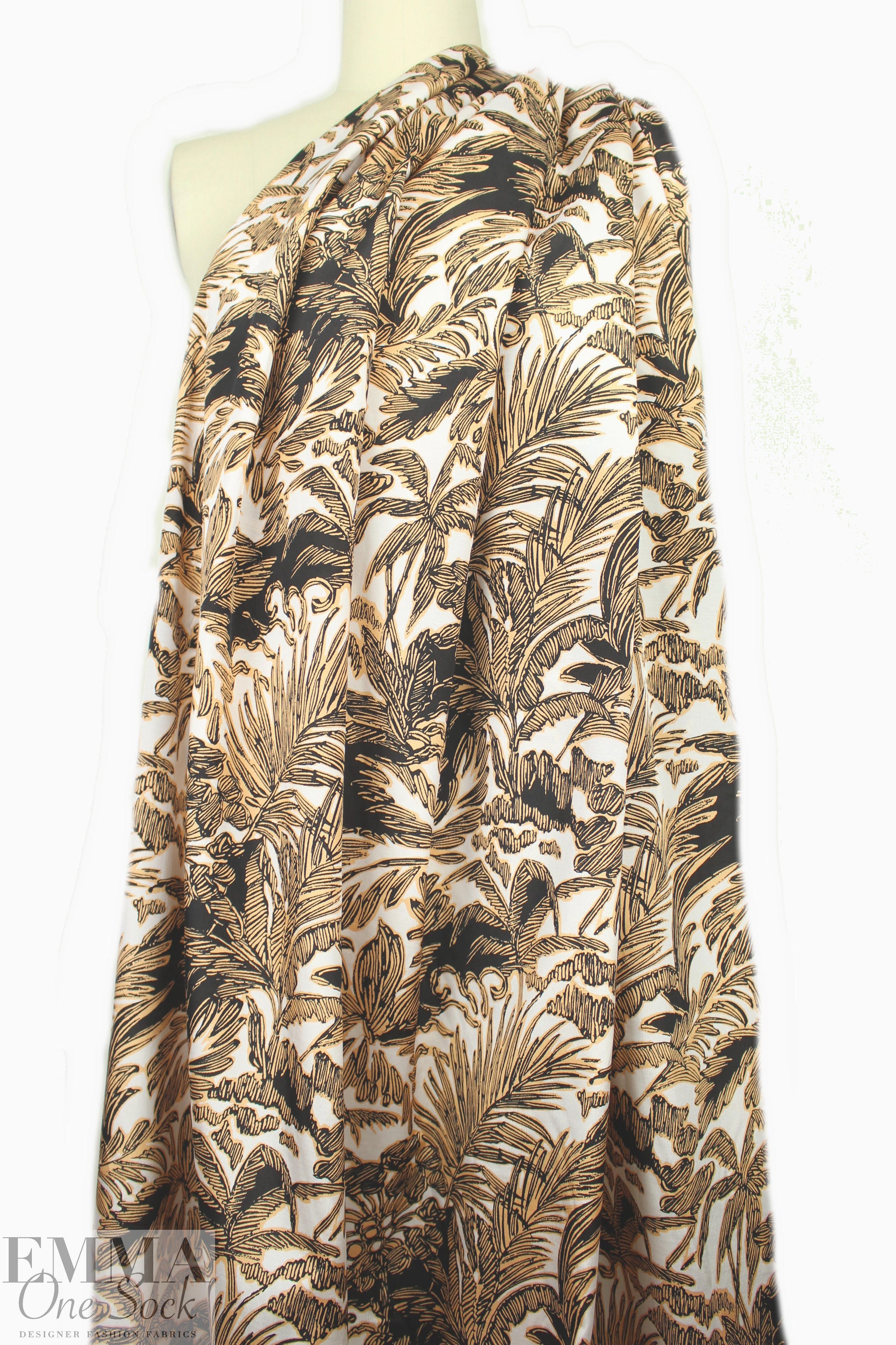 3.1 Phi11ip Lim tropics silk crepe - peach/black 1.875 yd