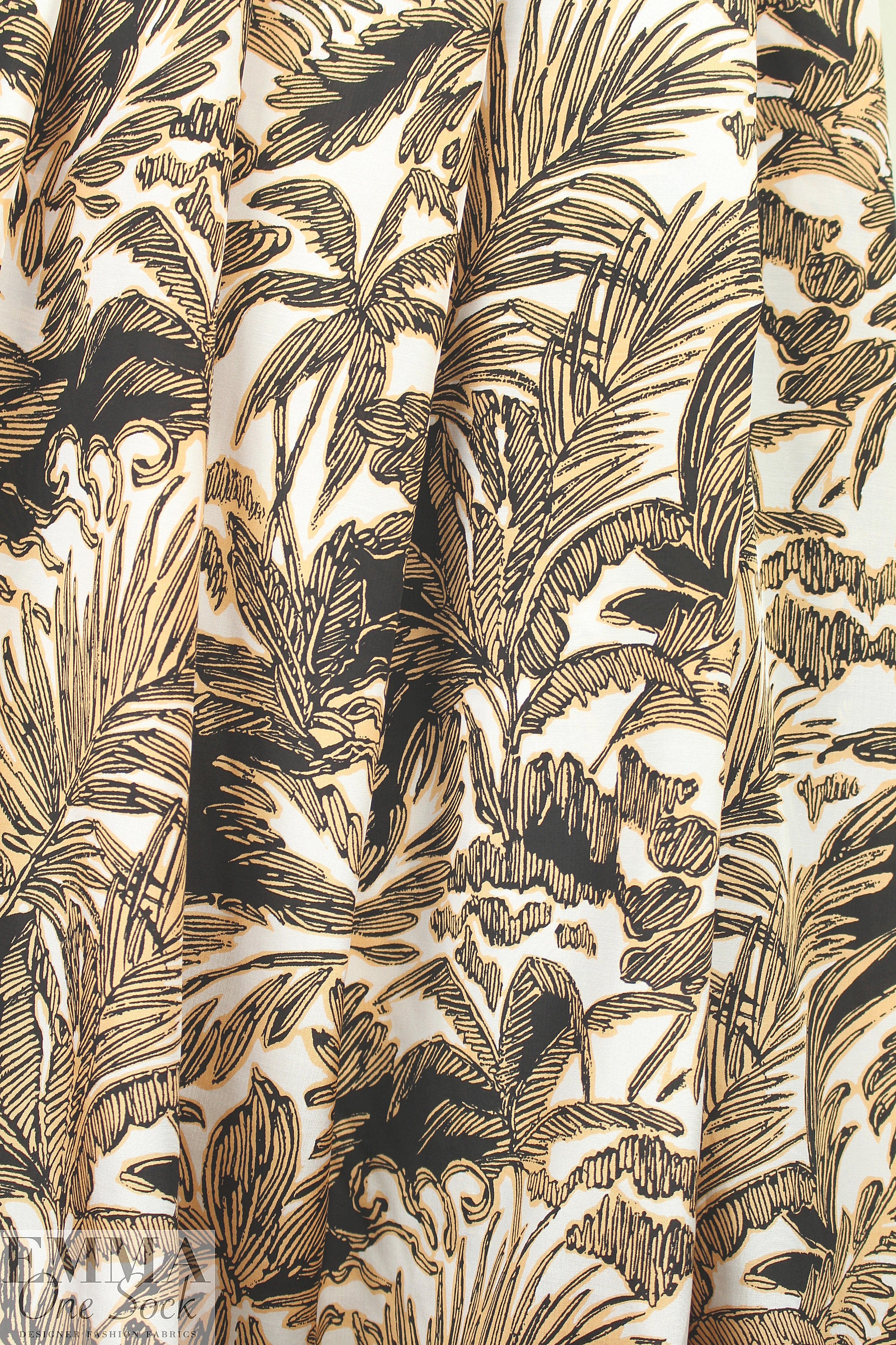 3.1 Phi11ip Lim tropics woven - peach/black 1.375 yd