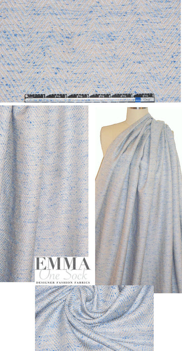 Italian light blue/champagne herringbone tweed suiting