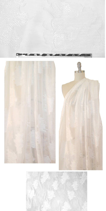 famous designer clip weave motif sheer - white 1.375 yds