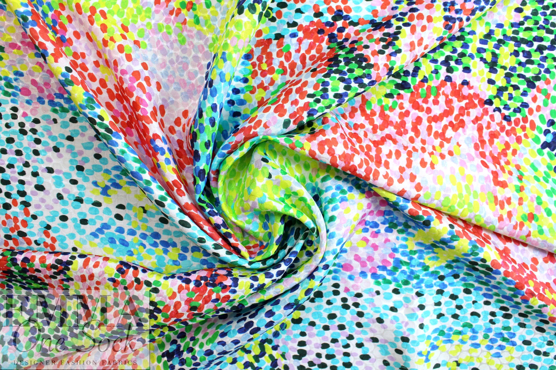 famous designer pointillistic viscose/silk jacquard woven