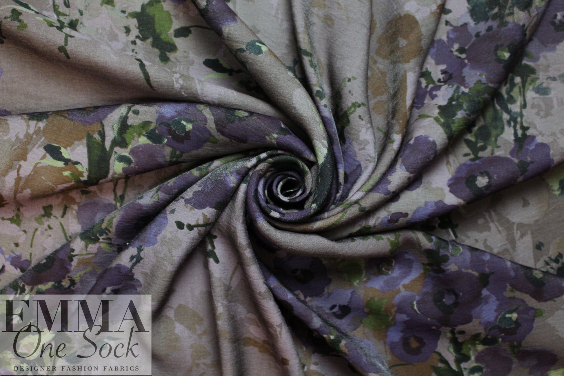 NY designer eggplant/purple floral viscose/nylon woven