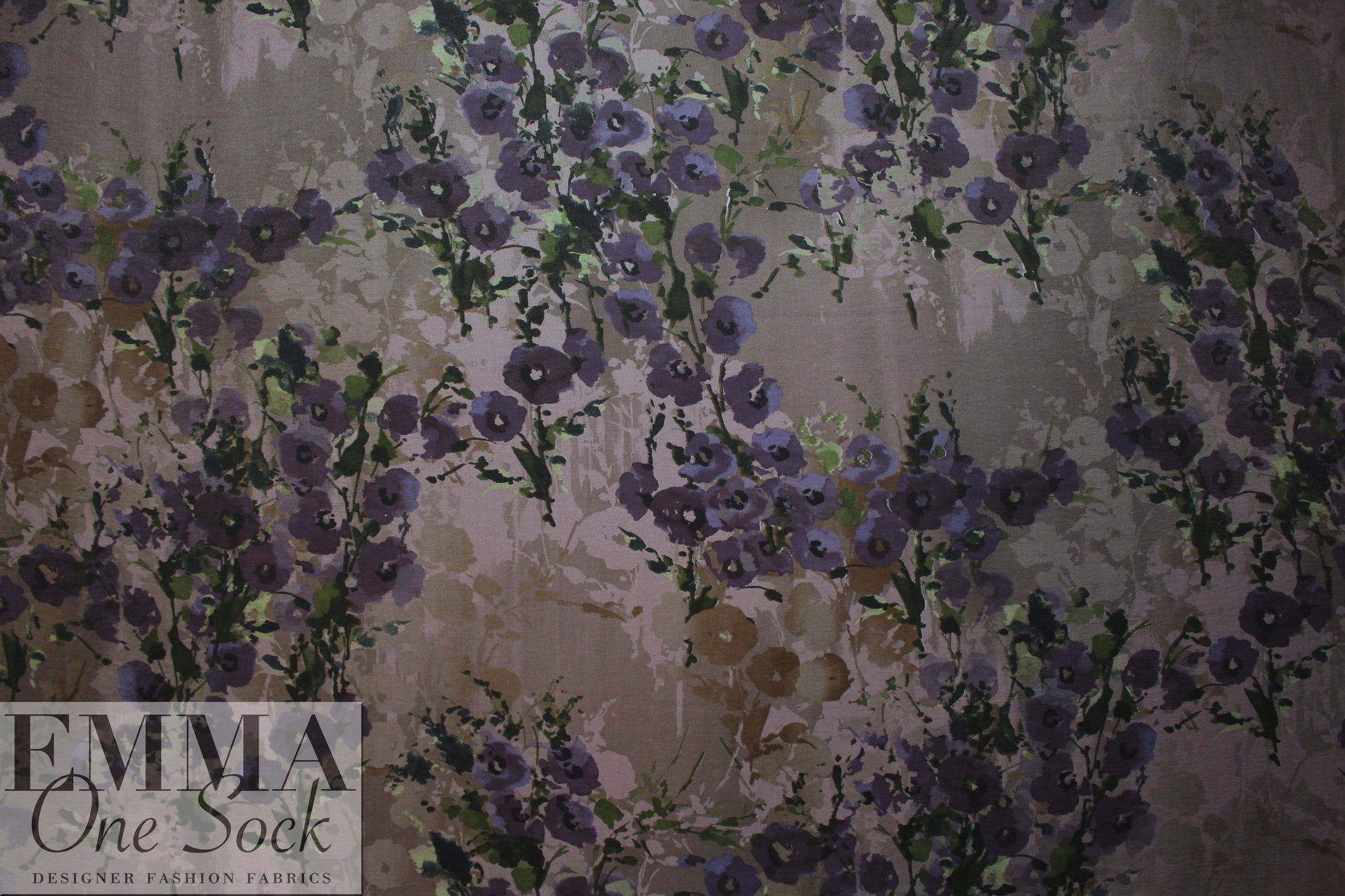 NY designer eggplant/purple floral viscose/nylon woven