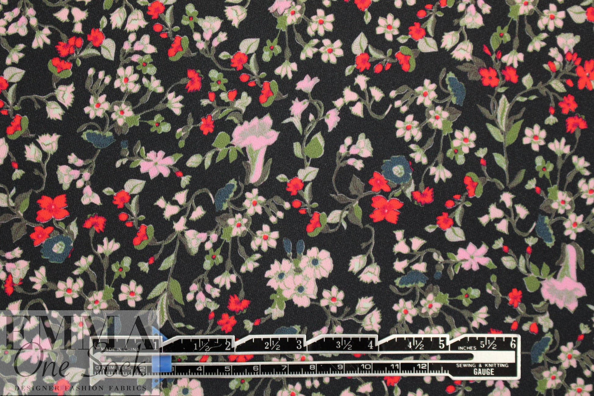 NY designer floral nocturne viscose stretch crepe 2.5 yd