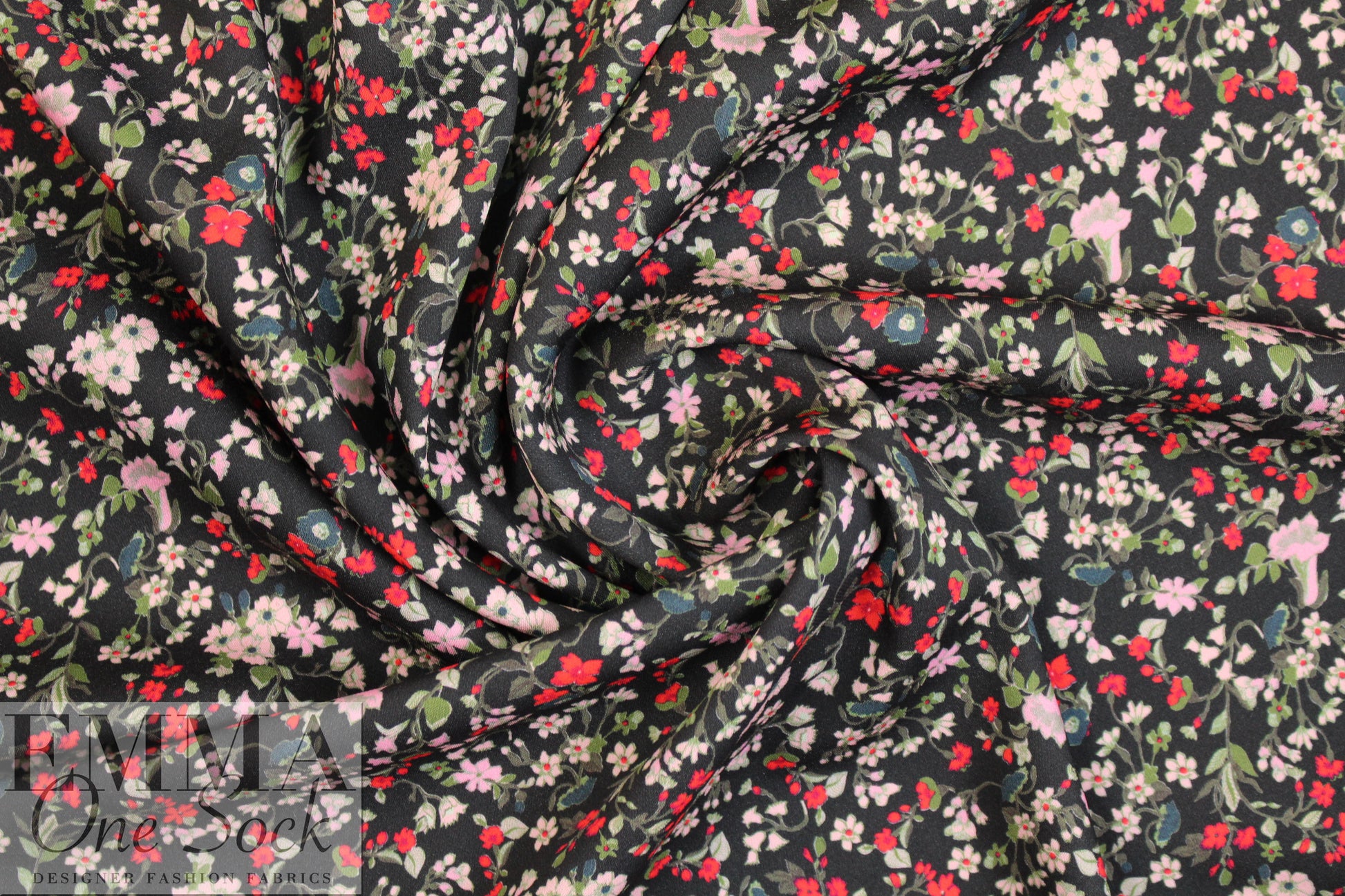NY designer floral nocturne viscose stretch crepe