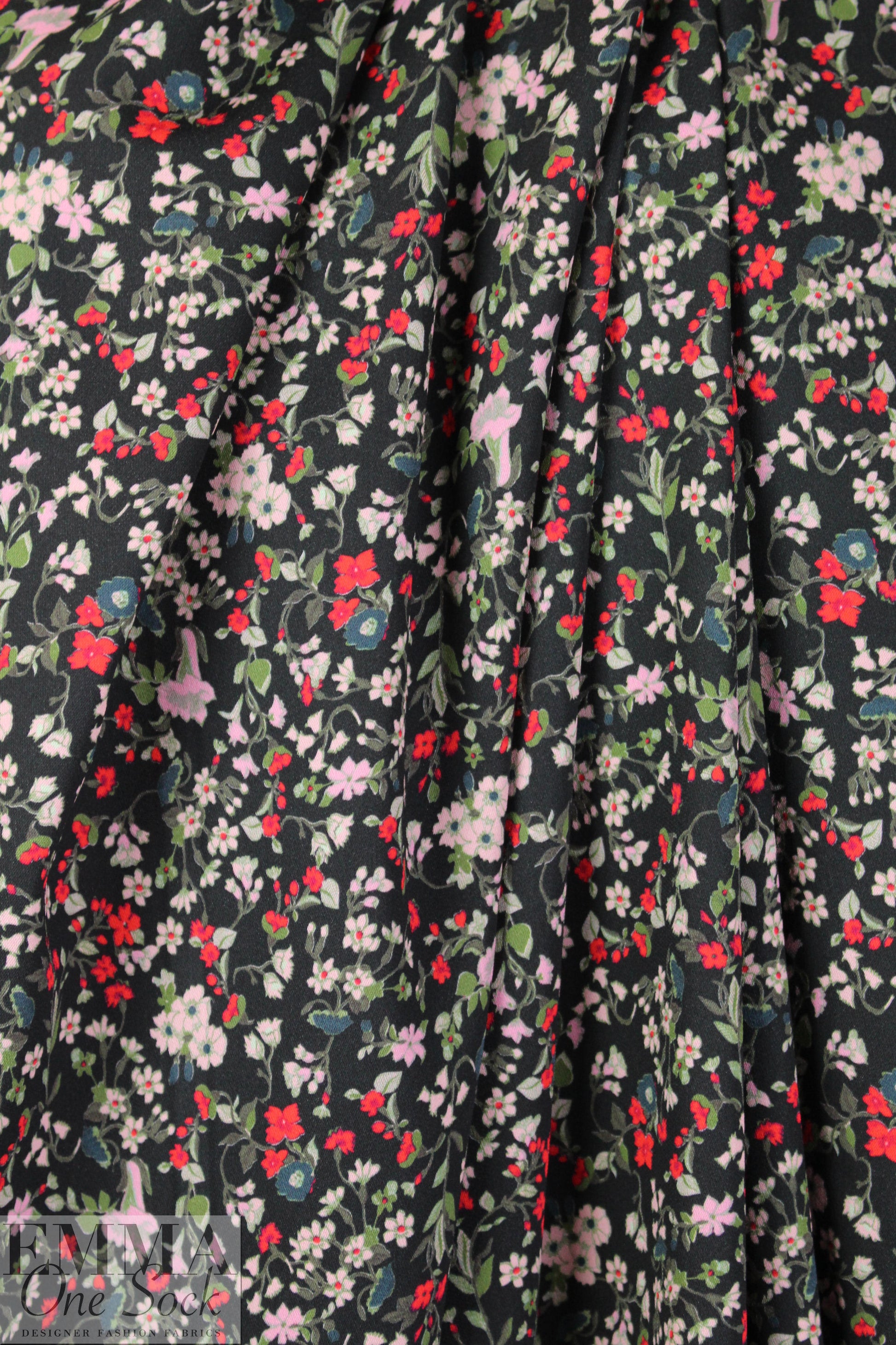 NY designer floral nocturne viscose stretch crepe 2.5 yd