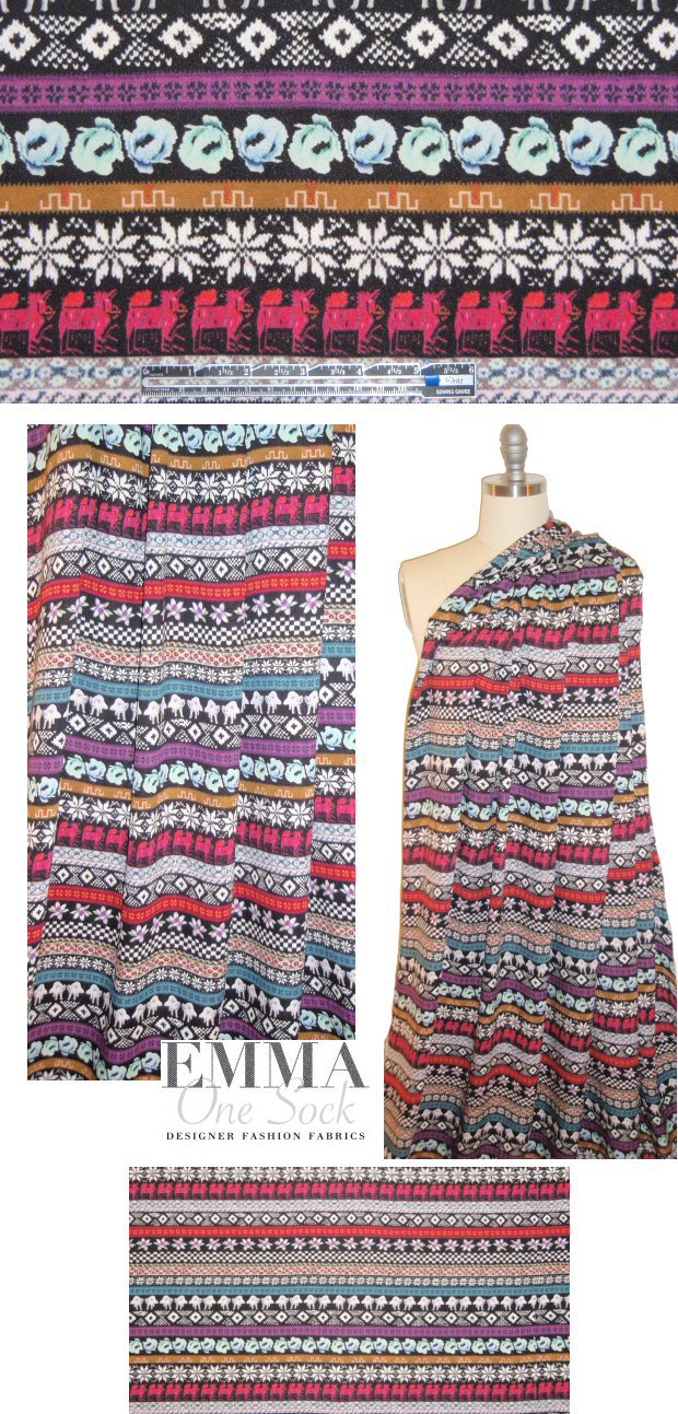NY designer 'fairisle graphic' viscose stretch woven