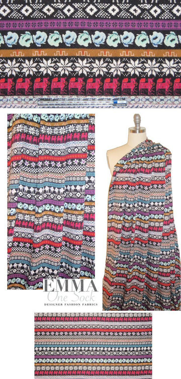 NY designer 'fairisle graphic' viscose stretch woven
