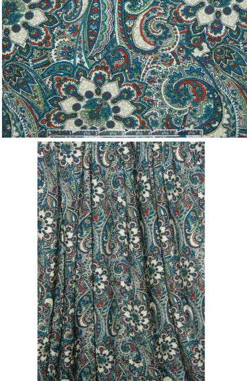 Italian teal/red paisley floral viscose twill 1.66 yd