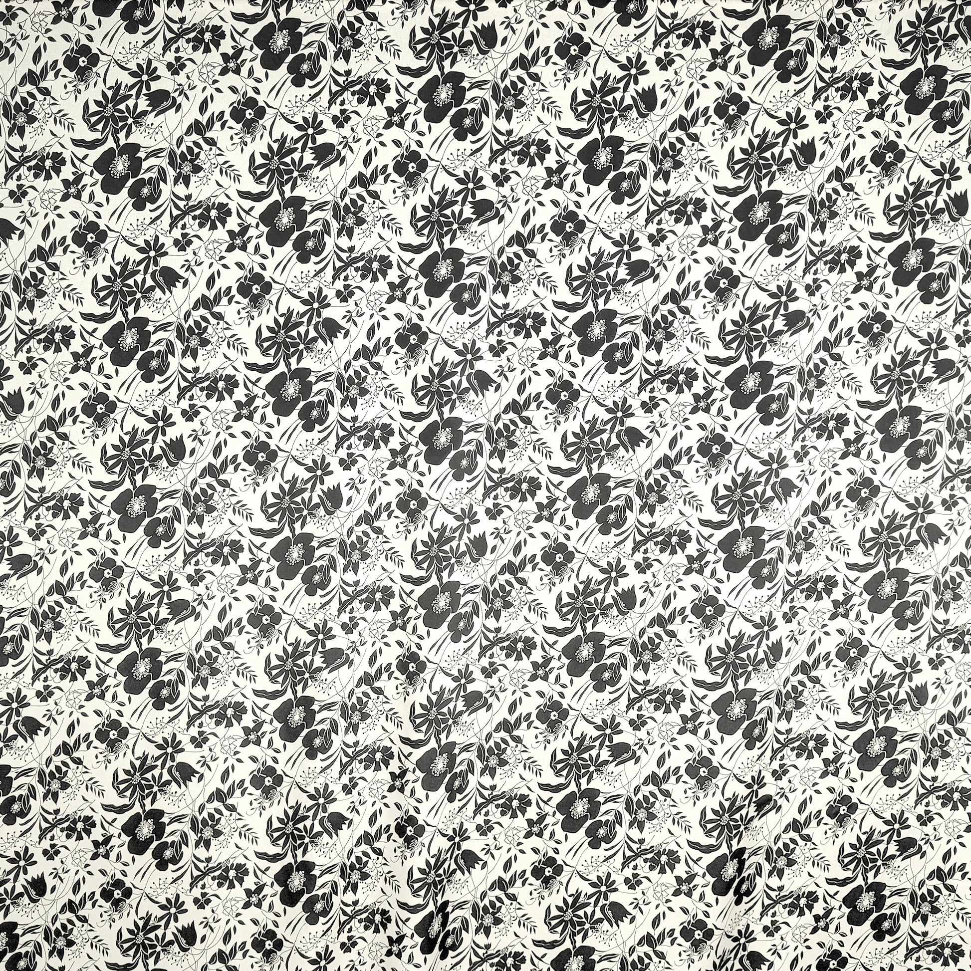 Italian floral silhouette lightweight twill - black/champagne