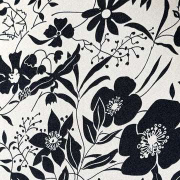Italian floral silhouette lightweight twill - black/champagne