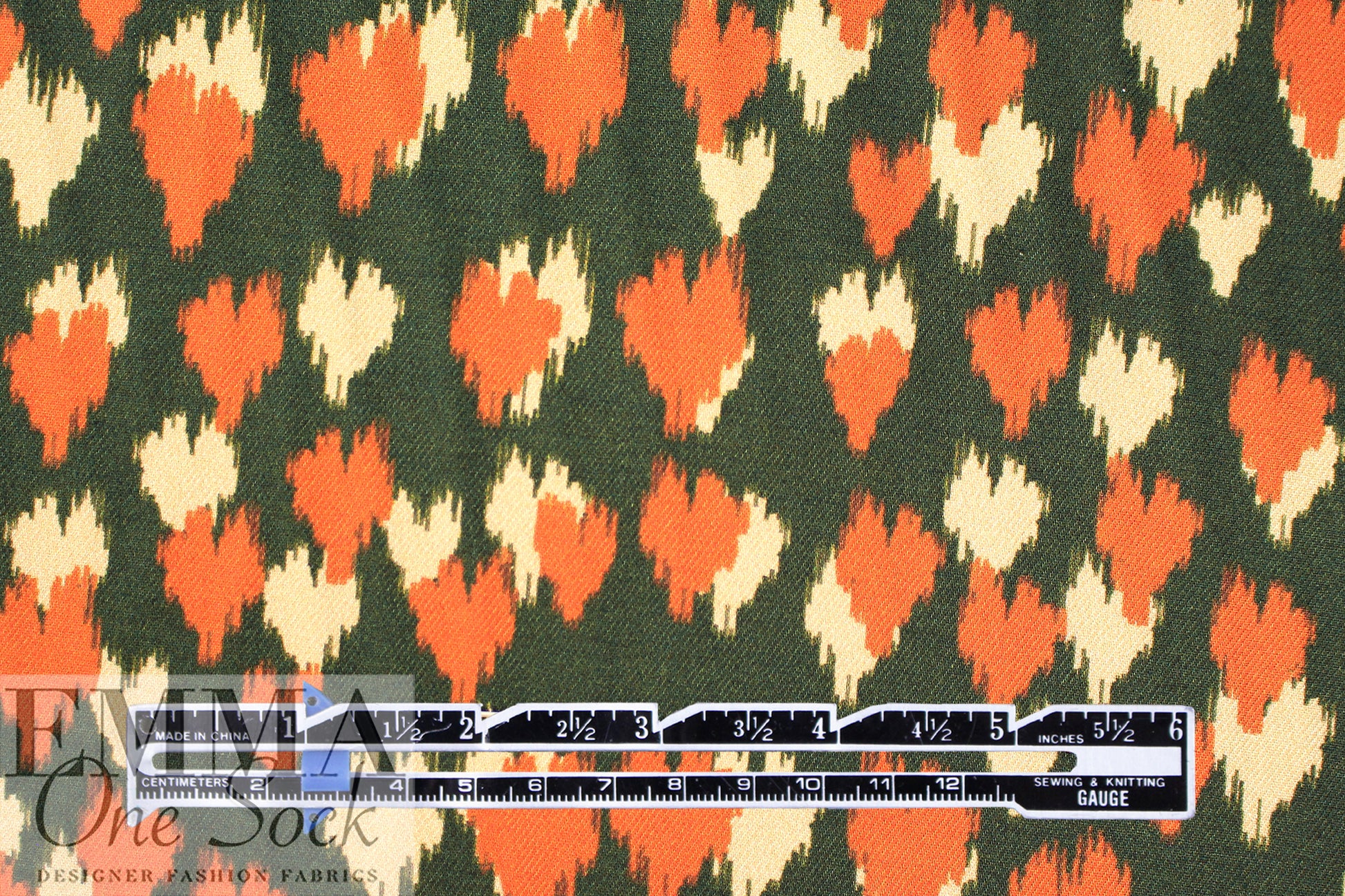 NY designer 'field of hearts' viscose satin twill woven 1.25 yd