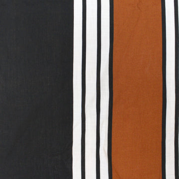 Italian multi-stripe viscose voile - black/burnt orange