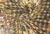 Italian viscose/wool knit - sepia floral/plaid 1.125 yds
