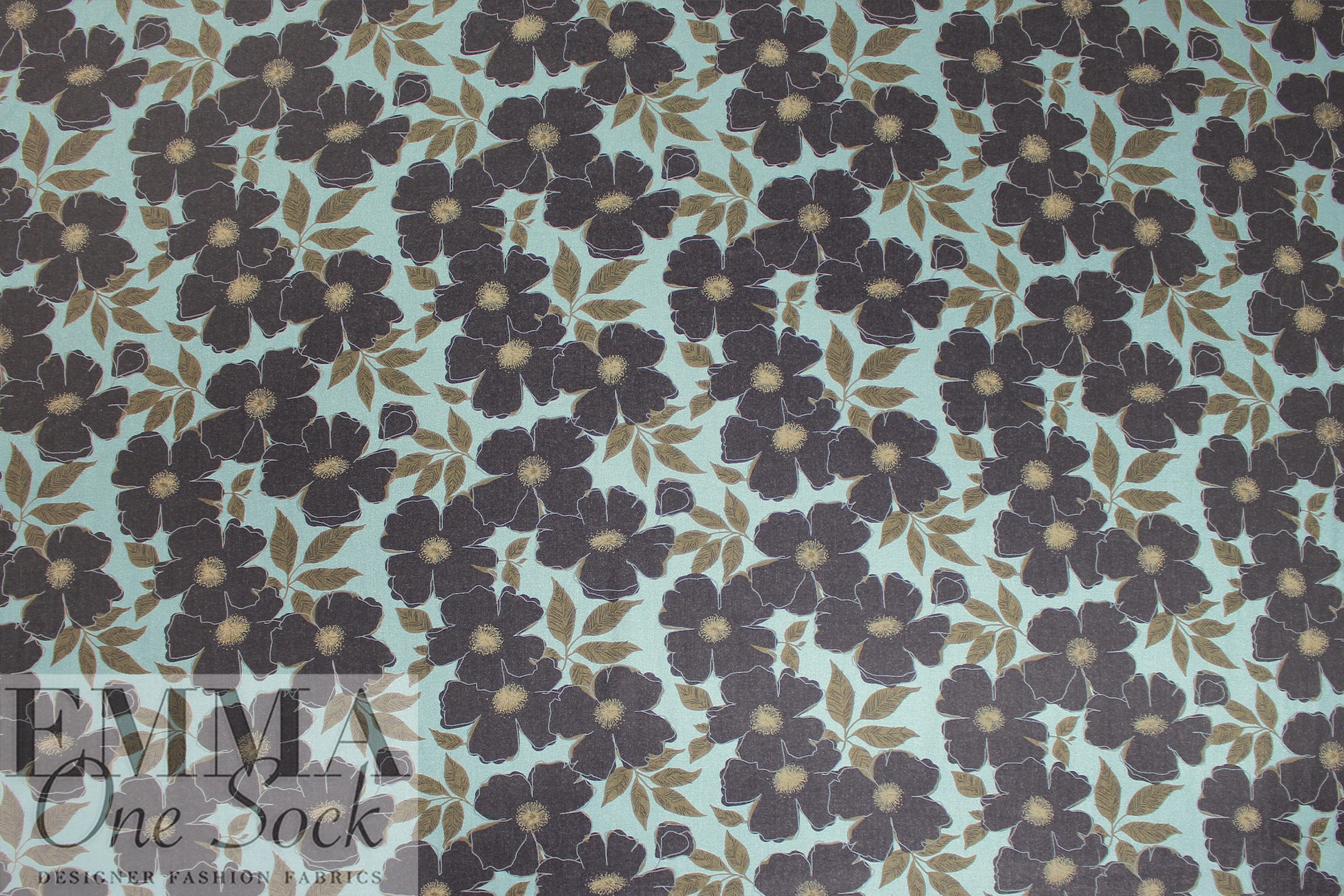 Italian 'black blossoms' printed viscose/wool crepe 2.25 yds