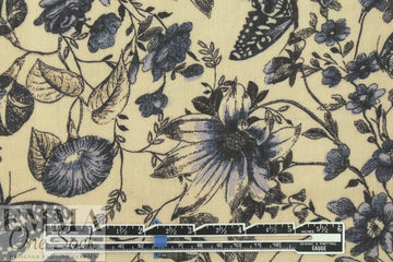 Italian printed wool/viscose voile - blue botany