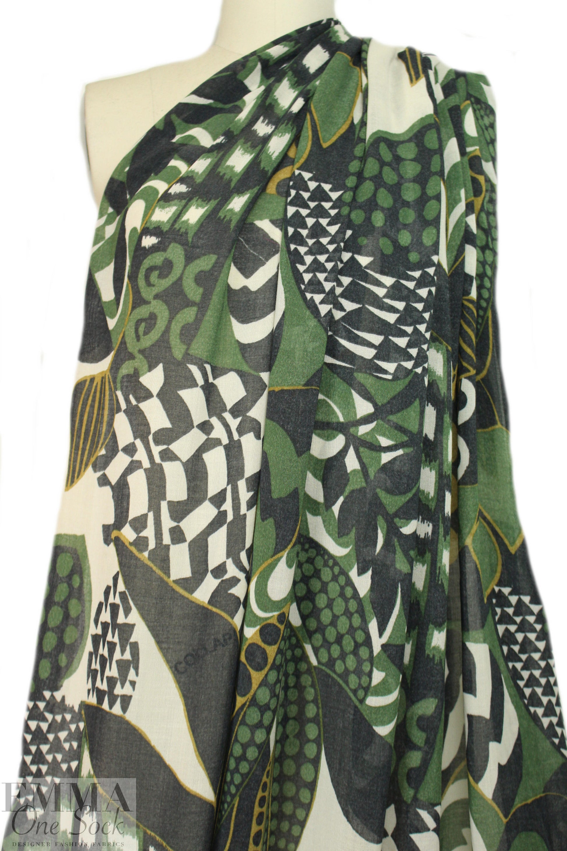 Italian printed wool/viscose gauze - jungle graphic