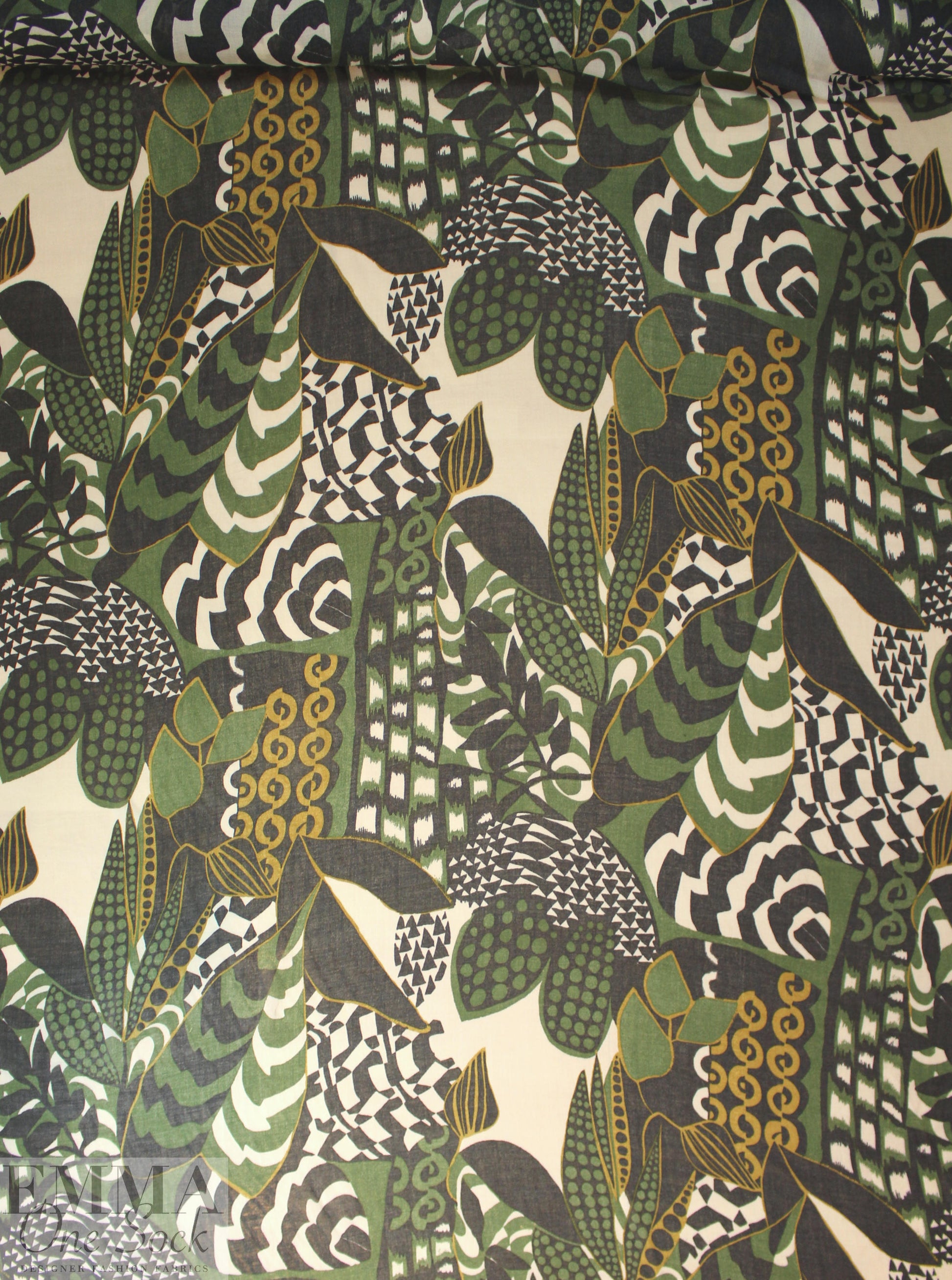 Italian printed wool/viscose gauze - jungle graphic 2.75 yds