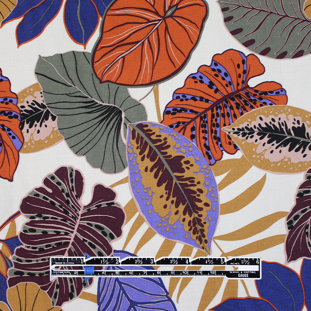 Italian 'tropical earth' printed viscose challis 1.4 yd