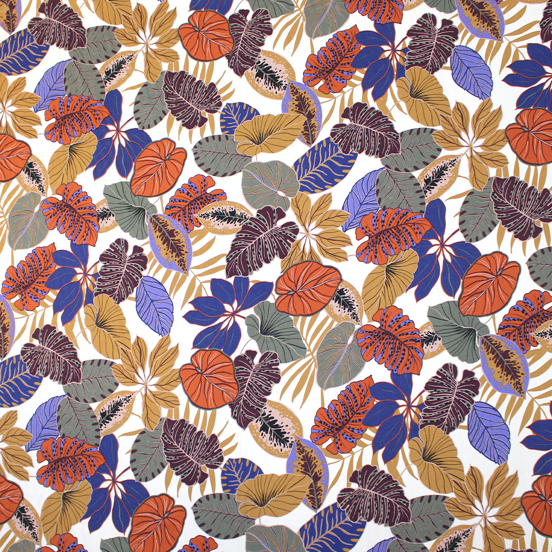 Italian 'tropical earth' printed viscose challis 1.4 yd