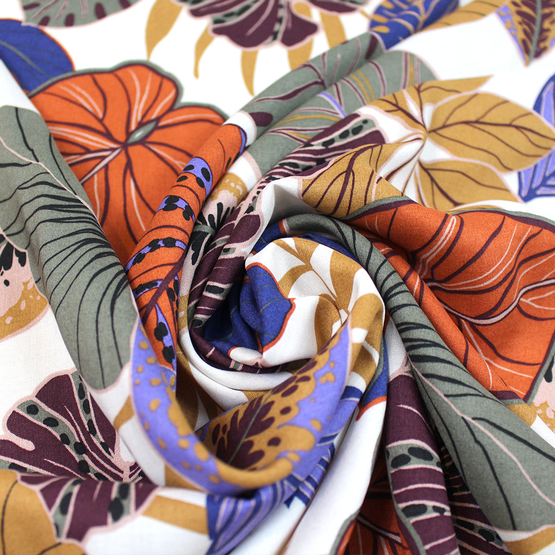 Italian 'tropical earth' printed viscose challis 1.4 yd