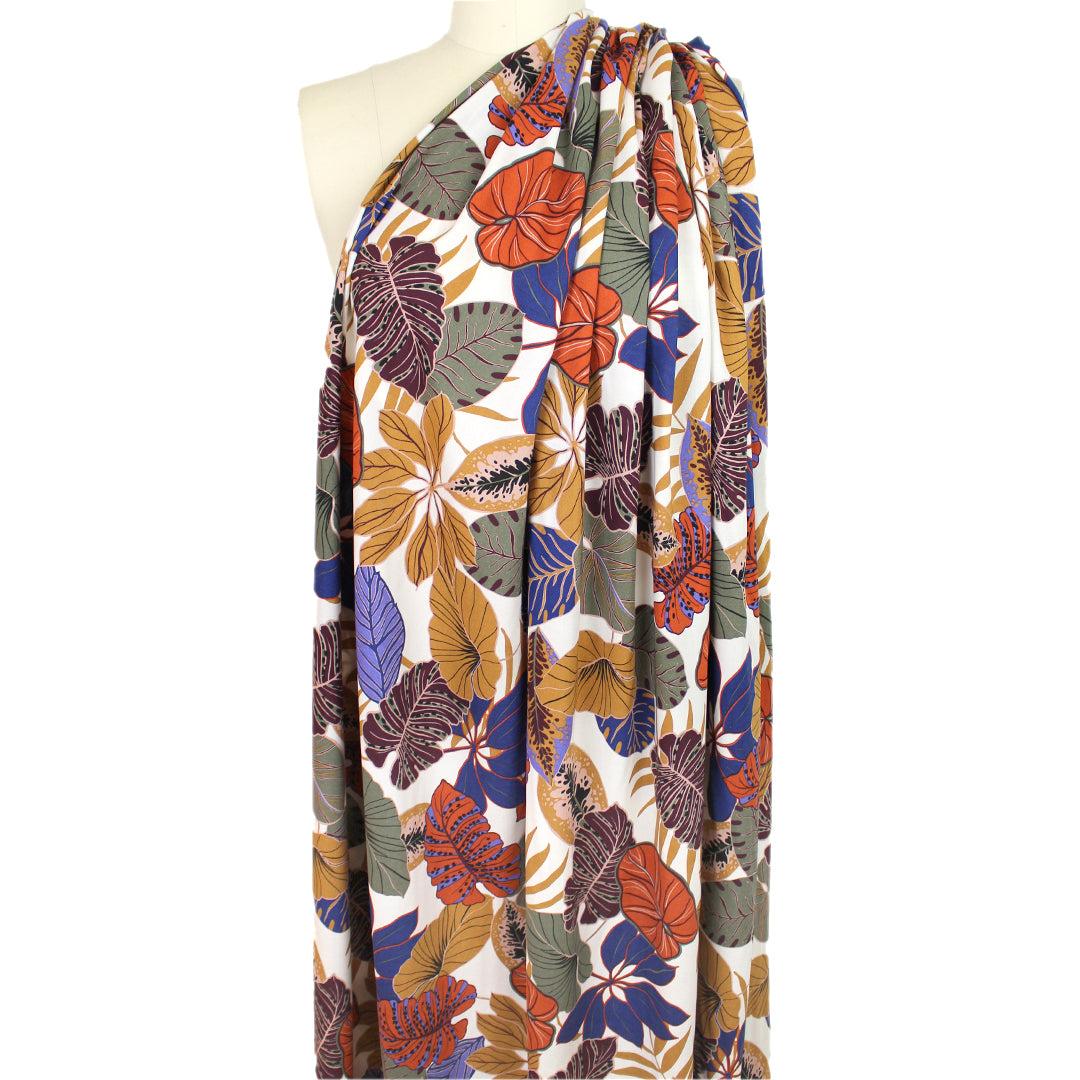Italian 'tropical earth' printed viscose challis 1.4 yd